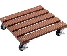 Metafranc WPC-Pflanzenroller 300 x 300 mm-60 kg Tragkraft-Braun-PP-Räder-Feststeller-Witterungsbeständig/Outdoorroller/Untersetzer mit Rollen/Transporthilfe für Pflanzen / 825100