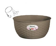 Stefanplast Blumentopf HängeblumentopfNatural mit Selbstbewässerungssystem 30 x 14,5 cm in taubengrau