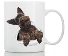 Süße braune Schnauzer Tasse - Keramik Schnauzer Kaffeetasse - Perfekte Schnauzer Geschenke - Lustige süße Schnauzer Hund Tasse für Hundeliebhaber und Besitzer 11oz weiß