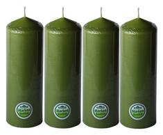 Dehner Stumpenkerze 4er Set, Ø 6.7 cm, Höhe 20 cm, kiwifarben
