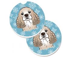 Caroline s Treasures Schneeflocke Cocker Spaniel Set von 2 Tasse Halterung Auto Untersetzer bb1650carc, 2,56, multicolor