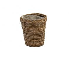 Franz Müller Flechtwaren Übertopf rund, Palmblatt braun gedreht, mit Folie, 17x17x18 cm