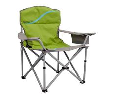 Meerweh Erwachsene Camping Faltstuhl mit Getränkehalter und Kühlfach, Grün/Grau, XXL, 20016