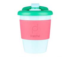 DrinkPod wiederverwendbarer BPA-frei 340 ml 12 oz Kaffeebecher / Reisetasse aus Kunststoff – LAGUNA ROSA, ROSA