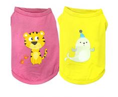 Hund Hemden T-Shirt,Haustier Hund Stoff Weste Katze Hündchen Bekleidung Kostüm Weiblich Männlich für Kleiner mittlerer Hund -2 Stück