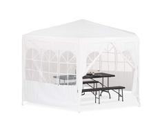 Relaxdays Pavillon 6-eckig mit Seitenwänden, Partyzelt, edel, wasserabweisend, stabil, PE-Plane, 2x2x2x2,5 m, weiß