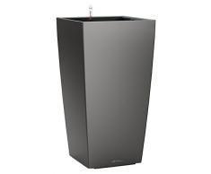 LECHUZA CUBICO Premium 22, Anthrazit Metallic, Hochwertiger Kunststoff, Inkl. Bewässerungssystem, Herausnehmbarer Pflanzeinsatz, Für Innenraumbegrünung, 18463