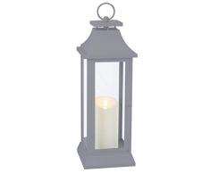 Ldk Garden Laterne mit LED-Beleuchtung, Antikgrau