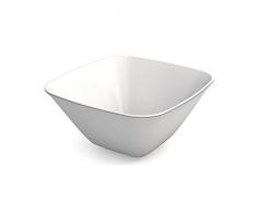 Ornamin Schale 900 ml weiß, Melamin | leichte, eckige Kunststoffschale | Alltags-Geschirr für zu Hause, Camping, Picknick, BBQ, Gemeinschaftsverpflegung, Großküchen | Dessertschale, Suppenschüssel, Beilagenschale, Müslischale, Salatschüssel