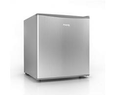 H.Koenig Mini-Kühlschrank FGX490 / 46 L/freistehend/Energieklasse A+ / kleine kompakte Größe 51cm / leise / 4L Eisfach/verstellbares Thermostat/Türanschlag wechselbar, Stahl, 45 liters, weiß