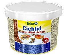 Tetra Cichlid Colour Mini (Spezialfutter für alles- und fleischfressende kleinere Cichliden, Hauptfutter für leuchtende Farben bei allen roten, orangen und gelben Buntbarschen), 10 Liter Eimer