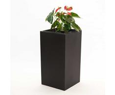 Pflanzkübel Blumenkübel Blumentopf Fiberglas Säule LxBxH 30x30x90cm elegant schwarz matt.