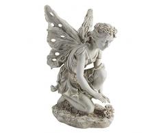 Design Toscano Fiona die Blumenfee Gartenstatue, Polyresin, antikes steingrau, 43 cm