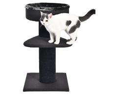 AmazonBasics – Katzen-Kratzbaum mit zwei Ebenen und hochwertigem Bett mit festem Rand, 48 x 48 x 86 cm, schwarz