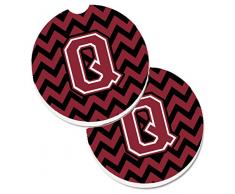 Caroline s Treasures Buchstabe F Chevron Granat & Schwarz Set von 2 Tasse Halterung Auto Untersetzer cj1052-qcarc, 2,56, multicolor