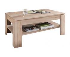 Trendteam Couchtisch Wohnzimmertisch Universal, 110 x 47 x 65 cm in Eiche San Remo Hell Dekor mit Ablageboden