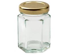 Nutley s sechseckiges Einmachglas mit 55 ml Dotty Label und Deckel - Gold (20 Stück)