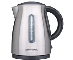Gastroback 42428 Design Wasserkocher Pro, Großer Behälter mit 1,7 Liter Volumen, Kalkfilter – herausnehmbar, 2.400 Watt, 18/8, Schwarz, Edelstahl