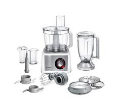 Bosch MC812S814 MultiTalent Kompakt-Küchenmaschine, Edelstahl gebürstet, XXL Rührschüssel 3.9 L, 1250 W, weiß