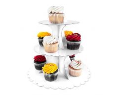 Cupcake-Ständer mit 3 Etagen aus Karton, blanko, für Gebäck, Servierplatte, Geburtstage, Dessertturm, Dekorationen (1 Ständer) 12 x 10 weiß