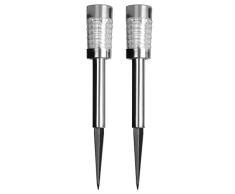 Park Alley Solar Bodenleuchten 2er Set aus Edelstahl in silber | Auto On/Off | LED Gartenleuchten sind IP44 wasserdicht | Solar Gartenlicht | Garten Leuchten für Garten und Terasse