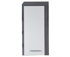 Trendteam Badezimmer HÃ¤ngeschrank, Wandschrank Miami Maine, 36 x 79 x 23 cm in Korpus Sardegna Rauchsilber Dekor, Front WeiÃ mit viel Stauraum