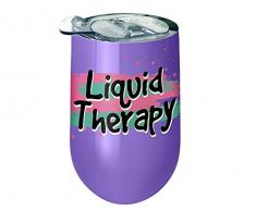 Spoontiques Weinglas, Edelstahl Flüssigkeitstherapie (Liquid Therapy) 14 ounces violett