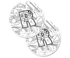 Caroline s Treasures Buchstabe R Musical Note Buchstaben Set von 2 Tasse Halterung Auto Untersetzer cj2007-rcarc, 2,56, multicolor
