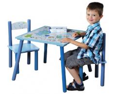 Kesper 17721 1 Kindertisch mit 2 Stühlen, Motiv: Dino, MDF farbig lackiert, FSC
