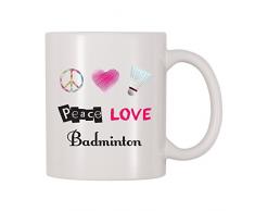 4 alle mal Peace Love Badminton Kaffee Tasse 11 Oz weiß