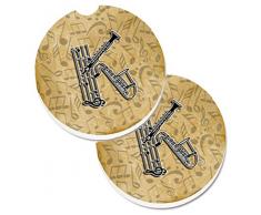 Caroline s Treasures Buchstabe K Musikinstrument Alphabet-Set von 2 Tasse Halterung Auto Untersetzer cj2004-kcarc, 2,56, multicolor