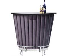 Kare 83900 Design After Work Chrom, extravaganter Bartisch, Bartresen, Bartheke mit viel Stauraum, Hausbar Samt, Bar mit Flaschenhalterungen, (H/B/T) 106x120x48cm