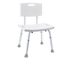 Ridder A00602101 Badezimmer-Stuhl mit RÃ¼ckenlehne, Hocker, hÃ¶henverstellbar, weiÃ