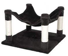 Kerbl Katzenhängematte „Samira“, Hängematte für Katzen mit Einer Liegefläche aus Plüsch und Säulen zum Kratzen | Kratzbaum