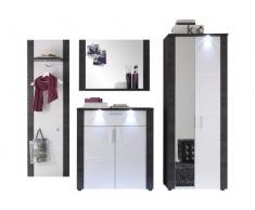 trendteam XP1410 Garderobe Flurgarderobe Garderoben Set 4-tlg| Weià und Esche grau| 267 x 184 cm| inkl. Beleuchtung