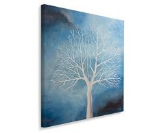Feeby, Wandbild - 1 Teilig - 60x60 cm, Leinwand Bild Leinwandbilder Bilder Wandbilder Kunstdruck, BAUM, NATUR, BLAU