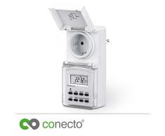 conecto Digitale Zeitschaltuhr für Steckdose | Innen-/Außenbereich (Indoor/Outdoor) | IP44 | 1,5 LCD-Display | 10 Schaltprogramme (Wochen-/Tages- und Minutenprogramm) | Kindersicherung | 3600W