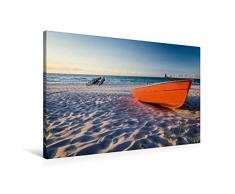 Leinwand Einsames Boot am Strand in Zingst (Mecklenburg-Vorpommern) 90x60cm, Special-Edition Wandbild, Bild auf Keilrahmen, Fertigbild auf hochwertigem Textil, Leinwanddruck, kein Poster