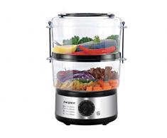 Beper - 5 L Multifunktionaler Dampfgarer, Kompaktspeicher, 60-Minuten-Timer, Leistung 400-500 W, - Silber und Schwarz