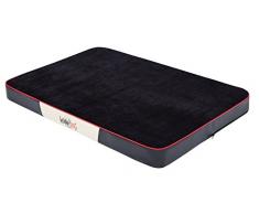 HobbyDog LMPRCRB2 Hundematratze Hundebett Hundesofa Hundekorb Kord mit Kunstleder, L, 100 x 67 x 8 cm, schwarz