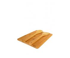 Bambum Schneidebrett und Salatbesteck beige 30 x 21 x 1,5 cm