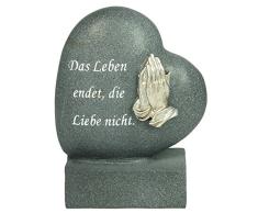 Herz zur Dekoration mit betenden Händen und Text, anthrazit/schwarz
