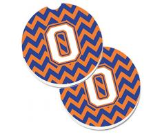 Caroline s Treasures Buchstabe O Chevron blau & orange # 3 Set von 2 Tasse Halterung Auto Untersetzer cj1060-ocarc, 2,56, multicolor