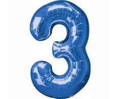 Amscan 22/55Â x 34/86Â cm Nummer 3Â Super Shape Folienballon, blau