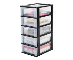 IRIS, Schubladencontainer / Schubladenschrank Organizer Chest, OCH-2005, Kunststoff, schwarz / transparent, 35,5 x 26 x 61 cm