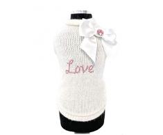 Trilly tutti Brilli Connie Hund Pullover mit Dekoration, Small/Medium, Weiß