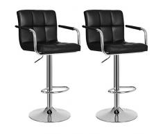SONGMICS 2 x Barhocker Stuhl Barstuhl mit Armlehnen und Lehne Belastbar bis 200 kg Schwarz LJB93B