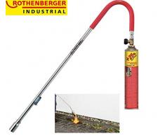 ROTHENBERGER Industrial Abflammgerät inkl. 1x Gas Kartusche mit 25% mehr Inhalt & Piezozündung für den Garten als Unkrautvernichter, Brenner, Biogärtner, zum thermischen Abflammen, Grillanzünder, Abflammgerät, Vintage Möbel Style, verschweißen