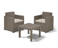 Allibert Allegro Balcony Balkon Set, Cappuccino/Sand (Poly Cotton Kissen)