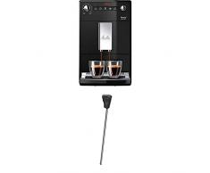 Melitta Purista F 230-102 Kaffeevollautomat mit flüsterleisem Kegelmahlwerk (Direktwahltaste, 2-Tassen Funktion, 20 cm Breite) schwarz + Milchlanze für Kaffeevollautomaten, Edelstahl, Schwarz